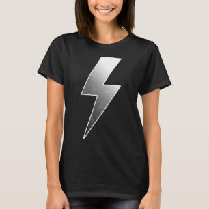 Retro Distressed BLACK GRADIENT & WHITE Lightning T-Shirt