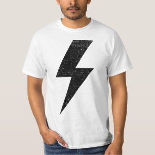 Retro Distressed Bolt Lightning Black  T-Shirt