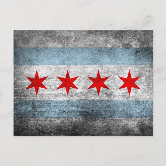 Retro Distressed Flag of Chicago Postcard (Front)