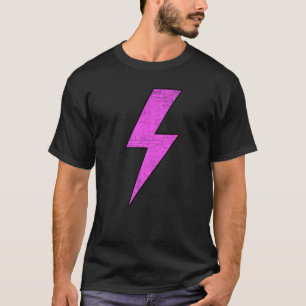 Retro Distressed Front & Back PINK Lightning Bolt  T-Shirt