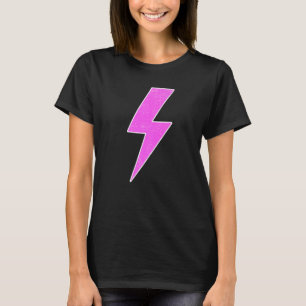 Retro Distressed Front & Back PINK & WHITE Lightni T-Shirt