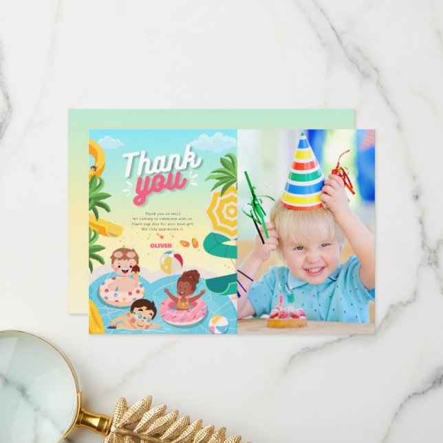 Retro dive into five 5th birthday thank you card (Front/Back In Situ)