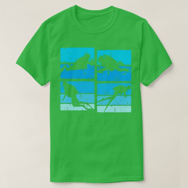 Retro Diving Scuba Diver T-Shirt (Design Front)