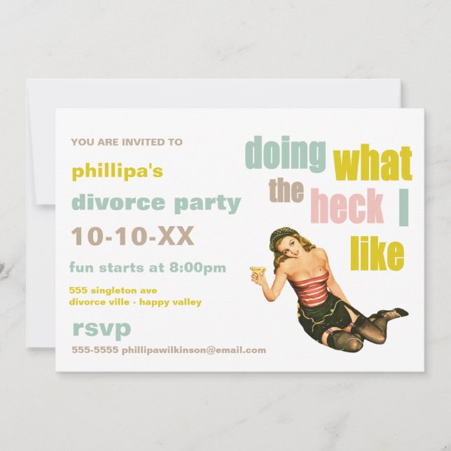 Retro Divorce Party Invitations (Front)