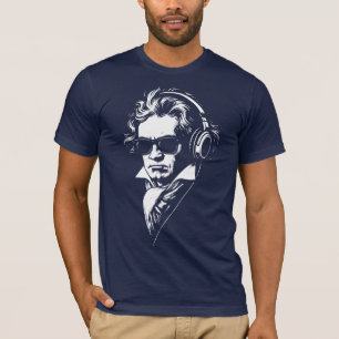 Retro DJ Beethoven face Portrait T-Shirt