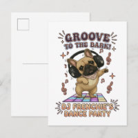 Retro DJ Frenchie Dance Party Graphic
