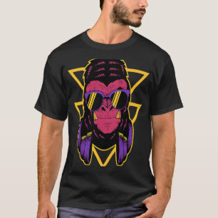 Retro DJ Gorilla with Headphones Silverback Monkey T-Shirt