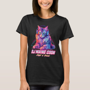 Retro DJ Maine Coon Cat Headphones Music Chill Wav T-Shirt