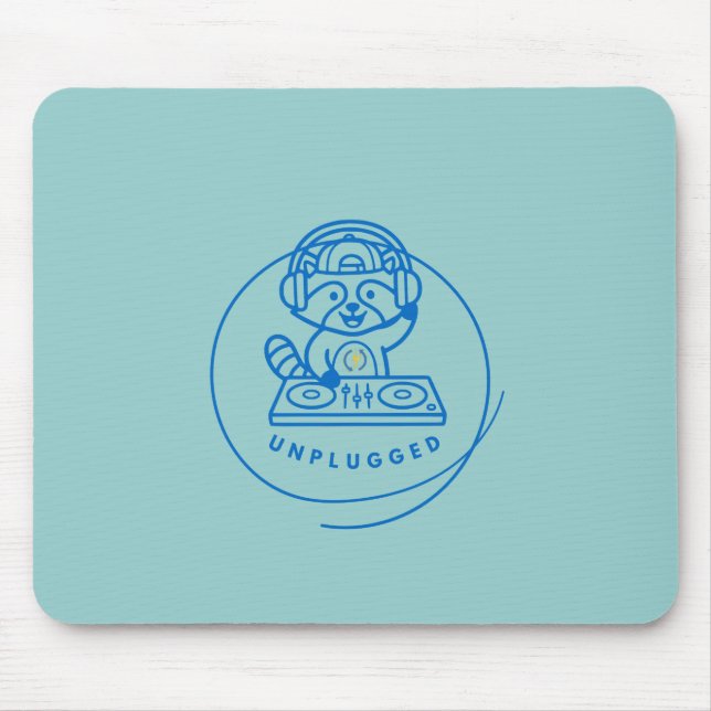 Retro DJ Racoon Pastel Marble Texture Mousepad (Front)