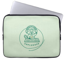 Retro DJ Racoon Unplugged Sage Green Laptop
