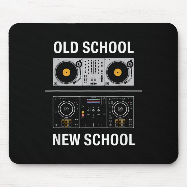 Retro Dj Setup Vs Edm Mixer Evolution Humour Beat  Mouse Pad (Front)