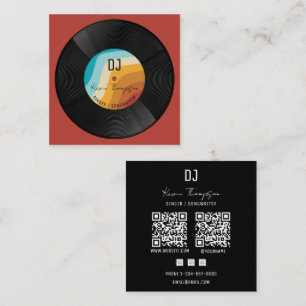 Retro Djing Modern Music DJ Vinyl Musician Square Business Card