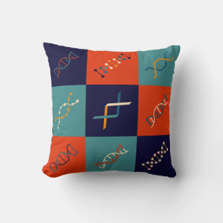 Retro DNA genetics stem biology pattern set Cushion