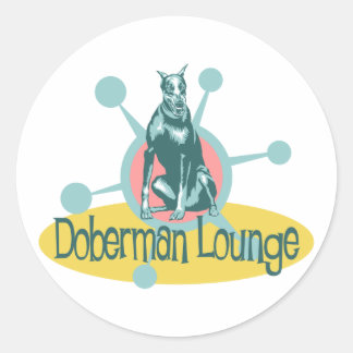 Retro Doberman Lounge Classic Round Sticker