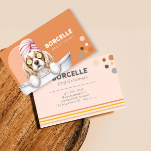 Retro Dog Groomer Pampered Puppy Business Card