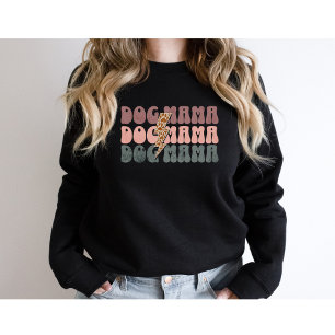 Retro Dog Mama-Leopard Mama-Dog Lover-Cute Sweatshirt