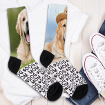 Retro DOG MOM Personalised Pattern Pet Photo Crew Socks<br><div class="desc">Best Dog Mum Ever! Surprise the dog lover whether its a birthday, Mothers day or Christmas with these super cute pet photo all over print socks. They'll be a favourite of all dog lovers, and dog moms. Customise these dog photo socks with your pups favourite photos. COPYRIGHT © 2022 Judy...</div>