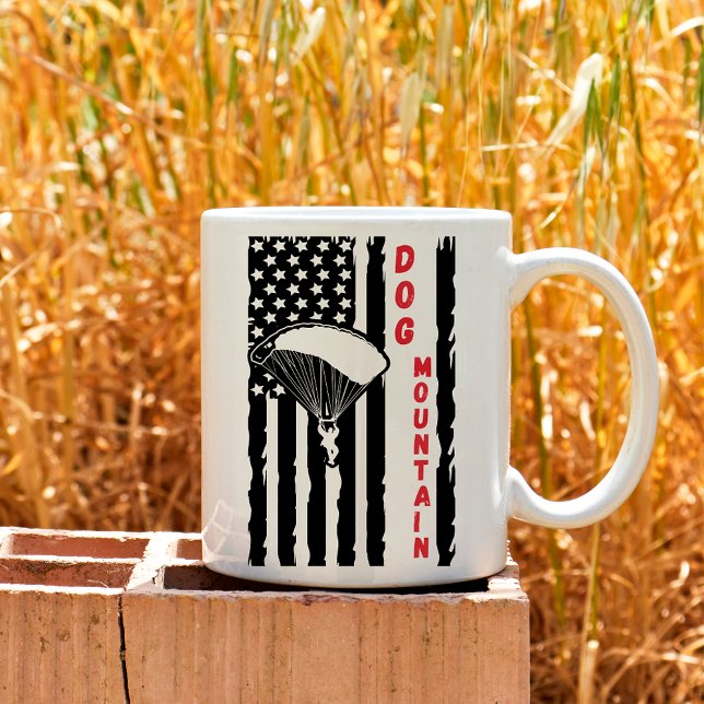 Retro Dog Mountain Washington Paraglide Skydiving Coffee Mug (Creator Uploaded)