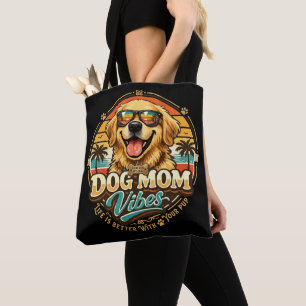 Retro Dog Mum Vibes Golden Retriever Tote Bag