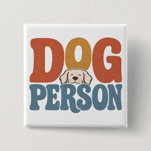 Retro Dog Person Typography Dog Lover 15 Cm Square Badge