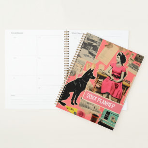 Retro Dog pink lady Collage Scrapbooking Planner