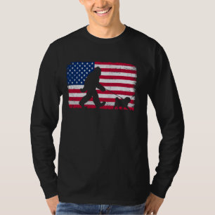 Retro Dog Pug Dad 4th of July US American Flag Pat T-Shirt