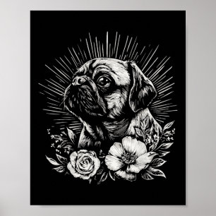 Retro Dog Pug Lover Tattoo Style _1  Poster