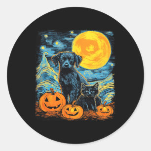 Retro Dog Pumpkin Halloween Funny Dogs Halloween  Classic Round Sticker