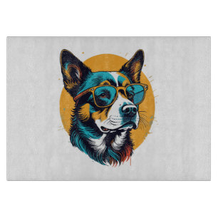 Retro Dog wearing sunglasses Cutting Board