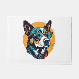 Retro Dog wearing sunglasses Doormat
