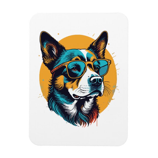 Retro Dog wearing sunglasses Magnet (Vertical)