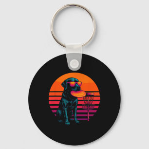 Retro Dog With Disc Golf Disc Disc Golfer Key Ring