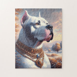 Retro Dogo Argentino Painting Jigsaw Puzzle