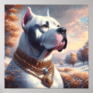 Retro Dogo Argentino Painting Poster