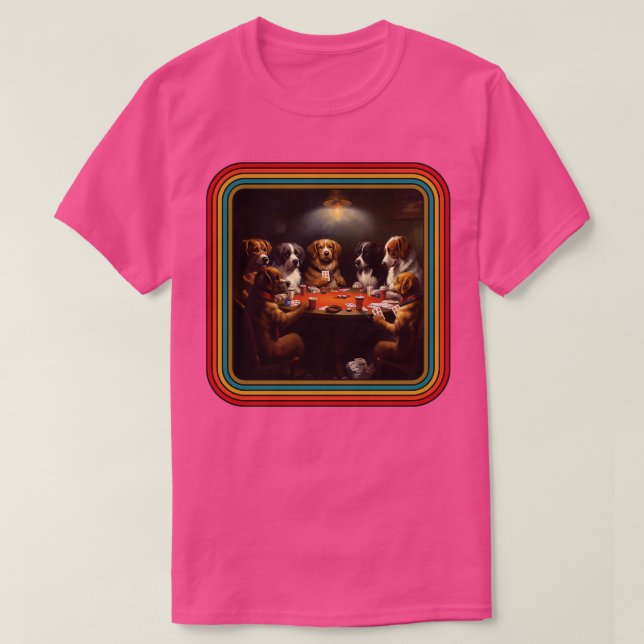 Retro Dogs Playing Poker T-Shirt (Design Front)