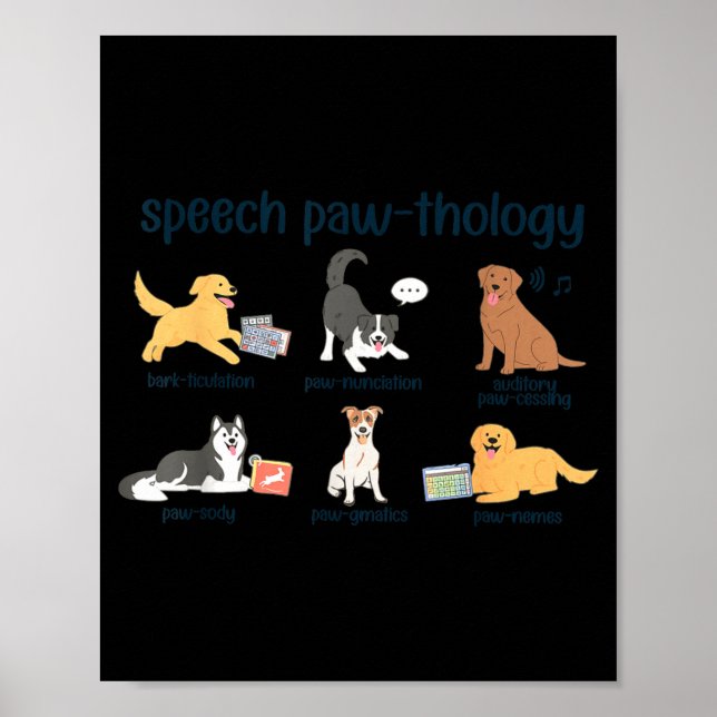 Retro dogs speech language pathologist slp speech poster (Front)