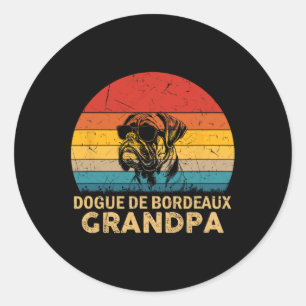 Retro Dogue De Bordeaux Grandpa Dog Dad Fathers Da Classic Round Sticker