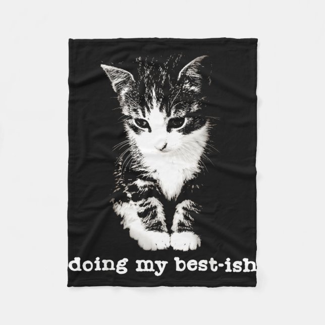 Retro doing best-ish kitten portrait sarcastic fleece blanket (Front)