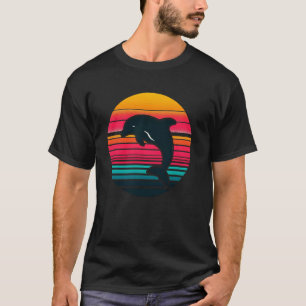 Retro Dolphin Silhouette Sea Animal Whale Dolphin T-Shirt
