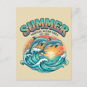 Retro Dolphin tropical / beach summer vacation Holiday Postcard