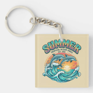 Retro Dolphin tropical / beach summer vacation Key Ring