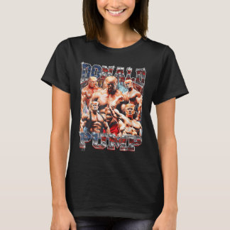 Retro Donald Pump Gym Collage Photo Meme Funny T-Shirt