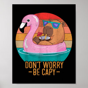 Retro Dont Worry Be Capy Kids Youth Women Men Boys Poster