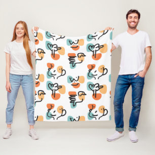 Retro doodle all-over print fleece blanket
