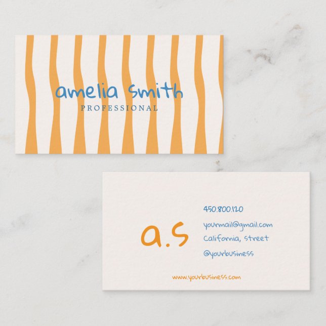 retro doodle handwritten whimsical business card (Front/Back)