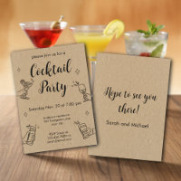 Retro Doodle Kraft Paper Simple Cocktail Party