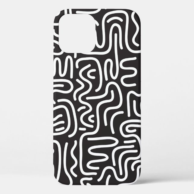Retro Doodle Wavy Lines: Monochrome Case-Mate iPhone Case (Back)