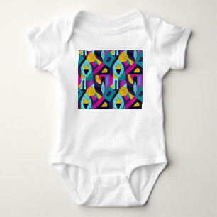 Retro doodles: geometric pop art. baby bodysuit