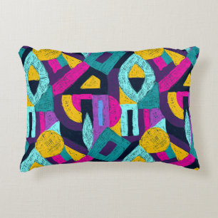 Retro doodles: geometric pop art. decorative cushion