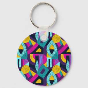 Retro doodles: geometric pop art. key ring